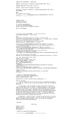 Message to President Bill Clinton from Senator John Glenn