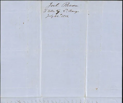 Joel Bean to Samuel Warner, 24 July 1852
