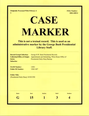 [Presidential Daily Diary] 10/30/1990