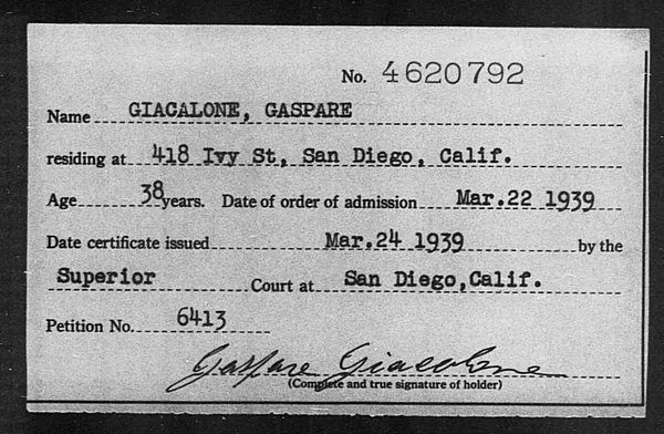 Giacalone, Gaspare - 1939
