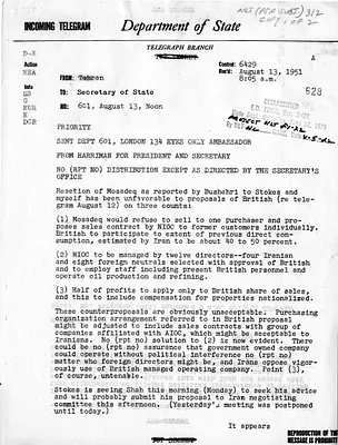 Telegram from Ambassador Henry Grady to Secretary of State Dean Acheson, Number 601