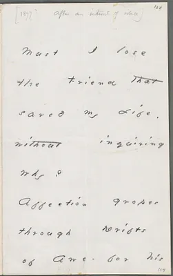 Emily Dickinson, Amherst, Mass., autograph note to Thomas Wentworth Higginson, about 1879