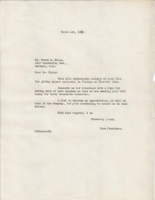 Letters Sent to Ernst A. Pohle, March 1, 1930