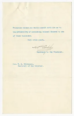 Letter from William Loeb, Jr. to E. A. Hitchcock