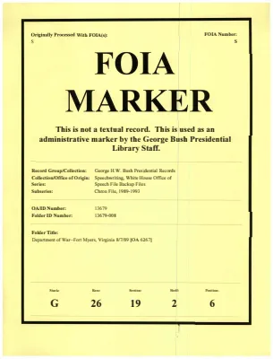 Department of War--Fort Myers, Virginia 8/7/89 [OA 6267]