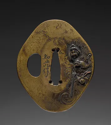 Sword Guard (Tsuba) with Zhong Kui (Shoki) the Demon Queller