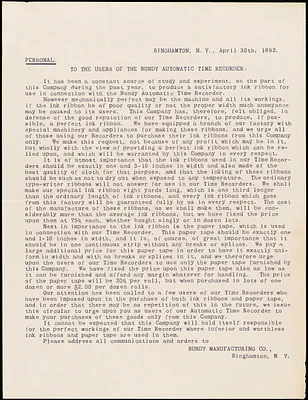 Bundy Manufacturing Company correspondence