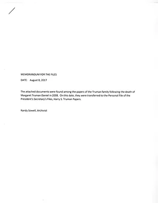 Telegrams Between President Harry S. Truman, Queen Elizabeth, Queen Mary, and Queen Elizabeth II, with Attached Note