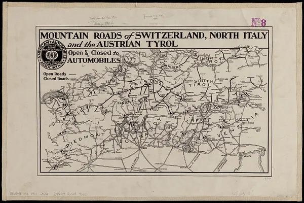 Mountain roads of Switzerland, north Italy and the Austrian Tyrol
