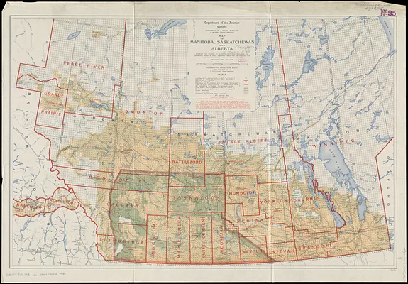 Map of Manitoba, Saskatchewan and Alberta