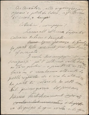 Autograph speech?, in Italian, [Boston, Mass.], approximate [May 10, 1927]