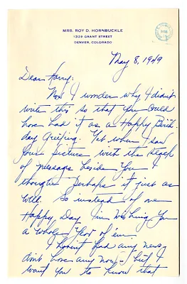 Letter from Myra Hornbuckle to Harry S. Truman