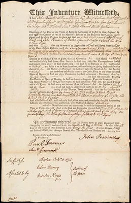 Nathaniel Rust indentured to apprentice with John Province of Boston, 14 October 1772