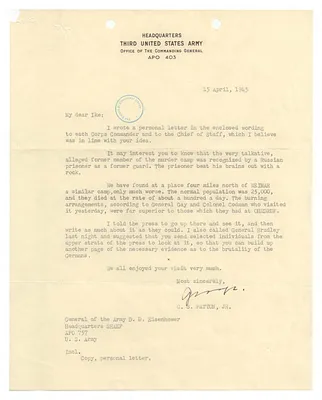 Letter, General George S. Patton to General Dwight D. Eisenhower