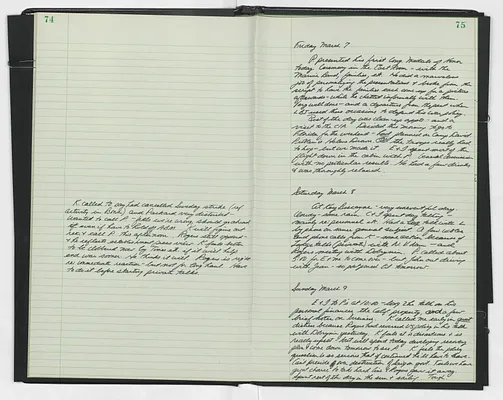 Handwritten journal entry for March 7, 1969-March 9, 1969