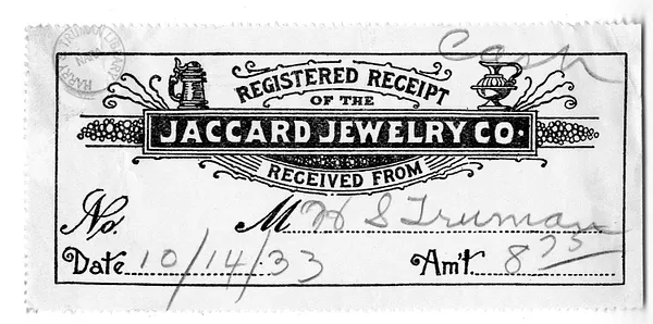 Receipt from Jaccard Jewelry Company for Harry S. Truman