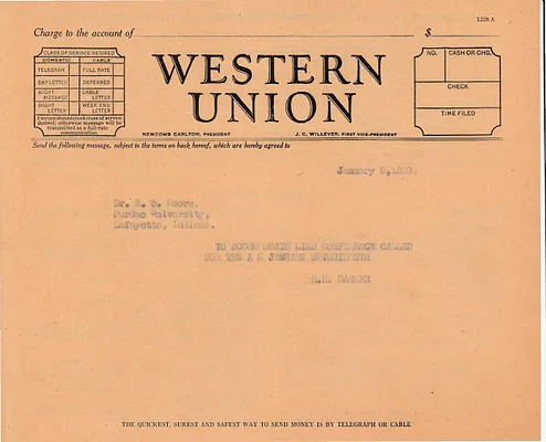Telegram to Dr. R. B. Moore, January 8, 1930