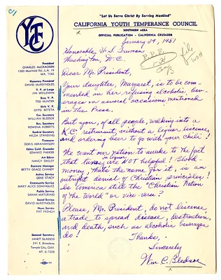 Letter from William C. Bledsoe President Harry S. Truman