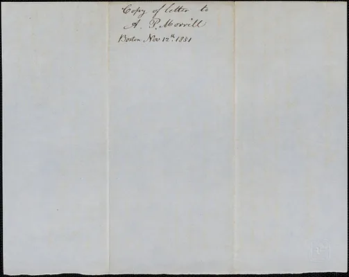 Copy of a letter from Samuel Warner to Anson P. Morrill, 12 November 1851