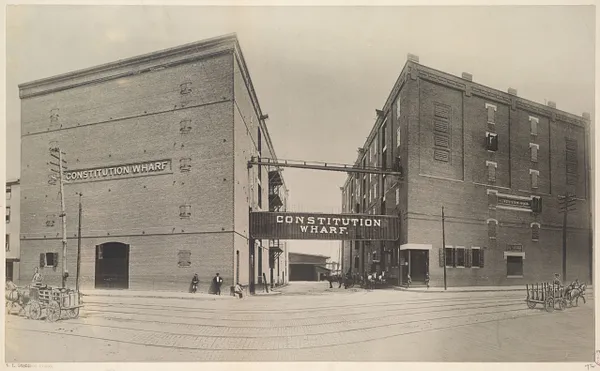 Constitution Wharf Co. free and bonded warehouses, office, 409 Commercial Street, Boston