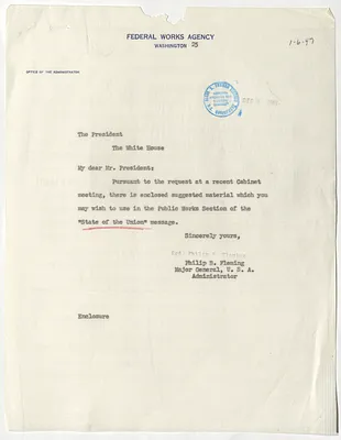 Memorandum from Major General Philip Fleming to President Harry S. Truman with Attachment