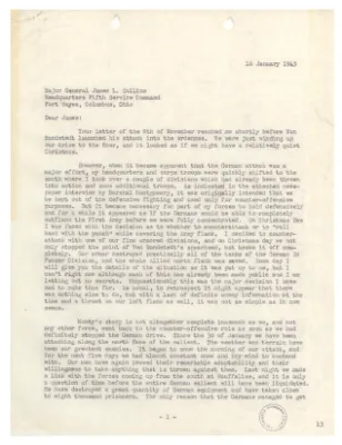 Letter, Major General J. Lawton Collins to Major General James L. Collins