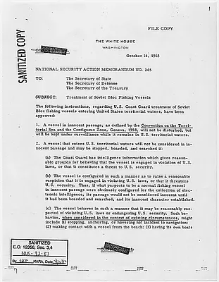 National Security Action Memorandum No. 265 Treatment of Soviet Bloc Fishing Vessels
