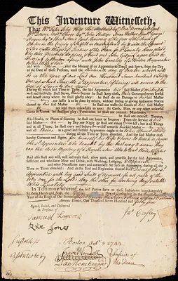 John Gilpin indentured to apprentice with John Crosley of Boston, 5 September 1744