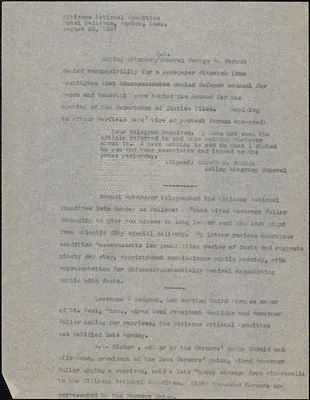 Citizens National Committee for Sacco and Vanzetti press release (copy), Boston, mass., August 22, 1927