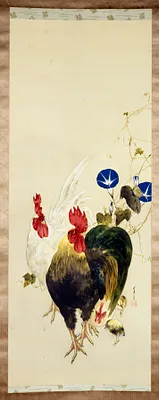 Roosters, Chicks, and Morning Glories