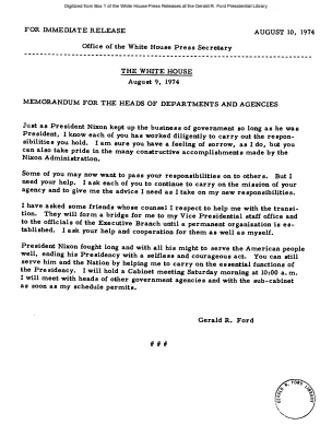 Memorandum for the Heads of Departments and Agencies