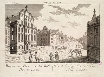 Prospect des Plazes vor dem Rath Haus zu Boston