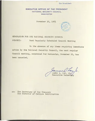 Memorandum from James S. Lay, Jr. to the National Security Council