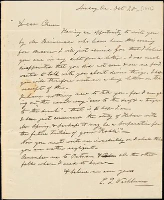 Letter from Elizur Timothy Washburn, [Hartford, Connecticut], to Amos Augustus Phelps, 1827 Oct[ober] 28