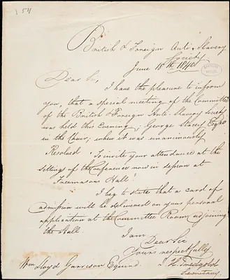Letter from British and Foreign Anti-slavery Society, [London, England], to William Lloyd Garrison, 1840 June 18th