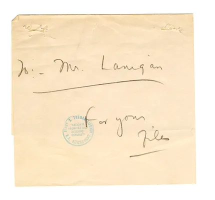 Note to James Lanigan, with Attachment