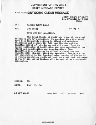 Message from the Joint Chiefs of Staff to General Douglas MacArthur