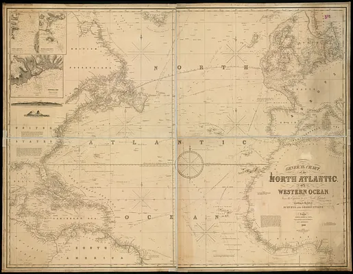 General chart, of the North Atlantic, or Western Ocean, from the equator to 62° north latitude, according to the latest, surveys and observations