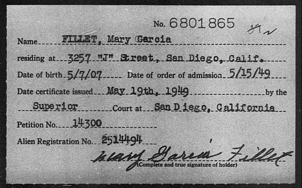 Fillet, Mary Garcia - 1949