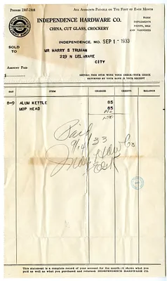 Bill from Independence Hardware Company