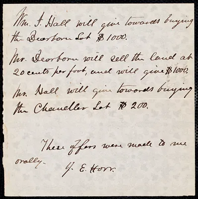 Letters offering land for building a library