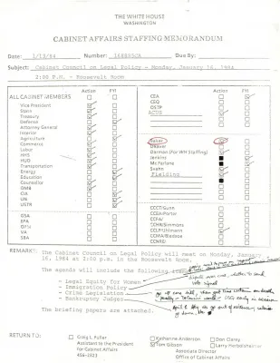 [Cabinet Council on Legal Policy 01/16/1984]