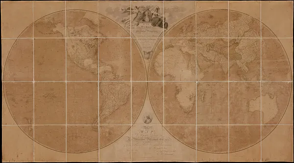 A map of the world on a globular projection