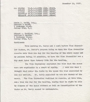 Letters Received to Edwin F. Smith, Edward A. Markley, December 12, 1927