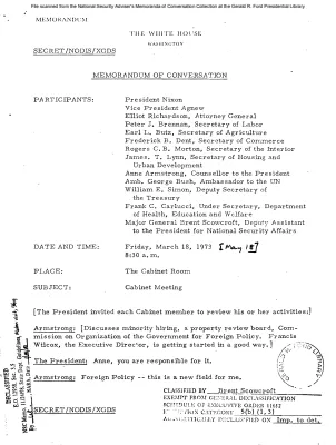 May 18, 1973 - Cabinet Meeting