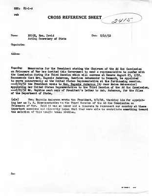 Cross Reference Memorandum