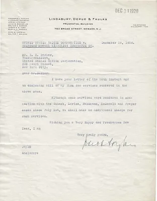 Letters Received to H.H. Barker, December 29, 1928