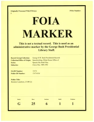 Business Luncheon, 2/3/89 [2]
