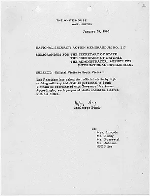 National Security Action Memorandum No. 217 Official Visits to South Vietnam