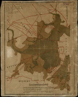 A plan of those parts of Boston, and the towns in its vicinity, with the waters and flats adjacent, which are immediately or remotely connected with the contemplated design of erecting perpetual tide-mills